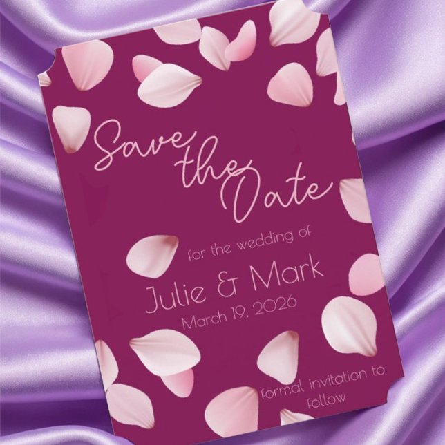 Romantic Pink Petals Save the Date Wedding  Invitation (Creator Uploaded)