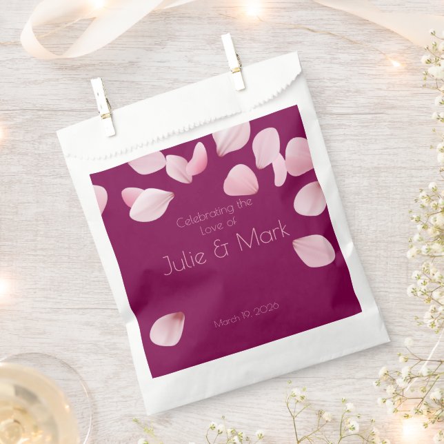 Romantic Pink Petals Wedding  Favour Bag (Clipped)