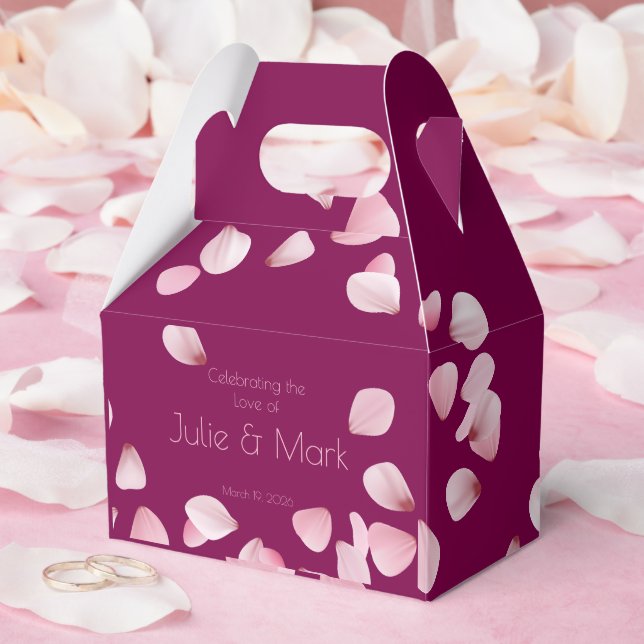 Romantic Pink Petals Wedding Gable Favour Box (Wedding)