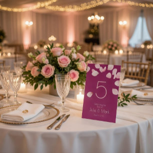 Romantic Pink Petals Wedding Pedestal Sign