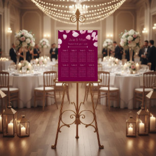 Romantic Pink Petals Wedding Seating Chart