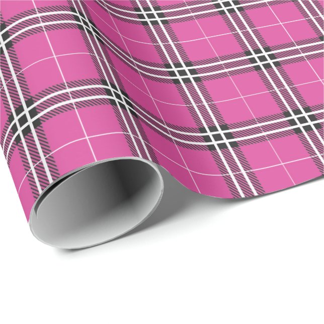 Romantic Pink Plaid Wrapping Paper (Roll Corner)