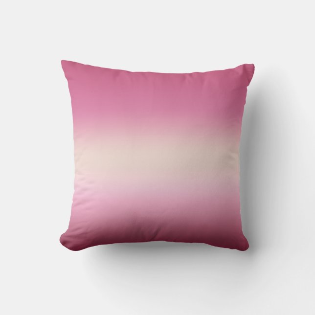 Romantic Pink & Pretty Ivory Cream Gradient Ombre  Cushion (Front)