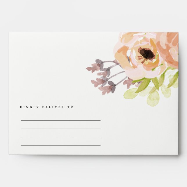 ROMANTIC PINK, PURPLE, BLUE WATERCOLOUR MONOGRAM ENVELOPE (Front)