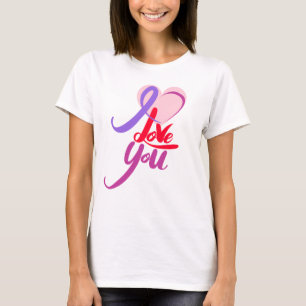 Romantic Pink Purple Heart Valentine's Day T-Shirt