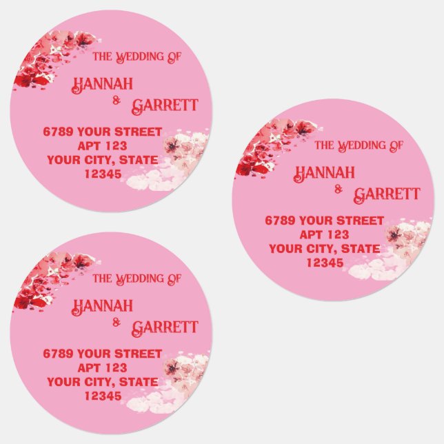 Romantic Pink Red Floral Wedding Address (Group)