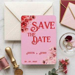 Romantic Pink Red Floral wedding Invitation