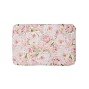 Romantic Pink Rose Bath Mat