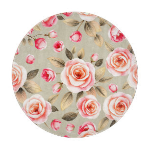 Romantic Pink Rose Floral Pattern Cutting Board