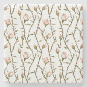 Romantic Pink Rose Flowers Birthday Stone Coaster