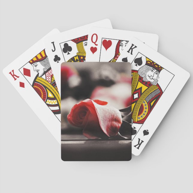 Romantic Pink Rose Flowers Playing Cards (Back)