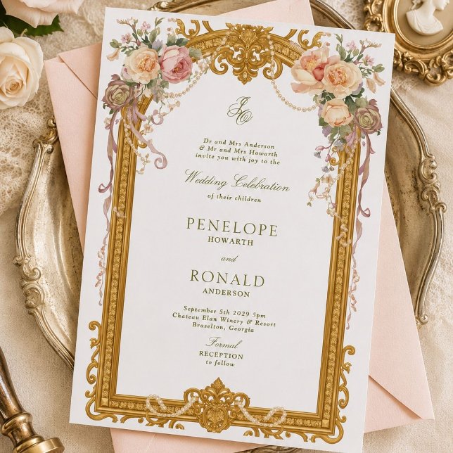 Romantic Pink Rose Gold Wedding Invitation (Creator Uploaded)