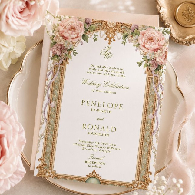 Romantic Pink Rose Gold Wedding Invitation (Creator Uploaded)