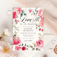 Romantic Pink Rose Love in Bloom Bridal Shower