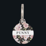Romantic Pink Rose Pet Tag<br><div class="desc">Personalised girly pink rose dog tag with contact info on the back.  Please visit our shop to view a matching collar & leash.</div>