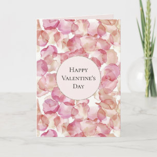 Romantic Pink Rose Petals Floral Valentine's Day Card