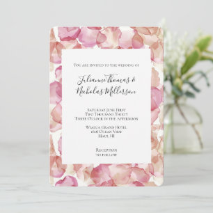 Romantic Pink Rose Petals Floral Wedding Invitation