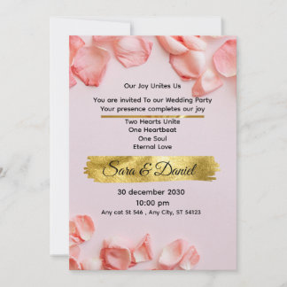 Romantic Pink Rose Petals Wedding Invitation | Ele
