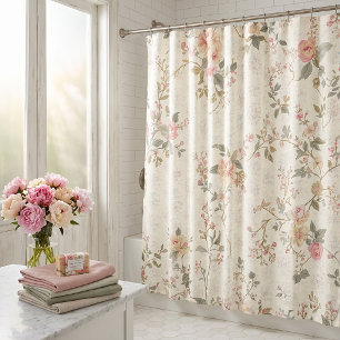 Romantic Pink Rose Shower Curtain