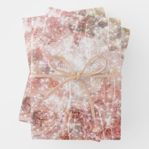 Romantic pink rose sparkle wedding  wrapping paper sheet