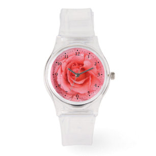 Romantic Pink Rose Water Drops Watch