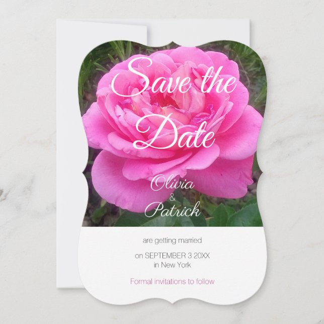 Romantic Pink Rose Wedding Save the Date  Invitation (Front)