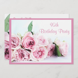 Romantic Pink Roses 95th Birthday Invitation