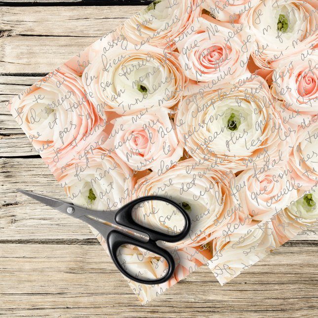 romantic pink roses and french script tissue paper (Creator Uploaded)