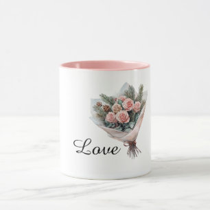 Romantic Pink Roses Bouquet of Flowers Mug