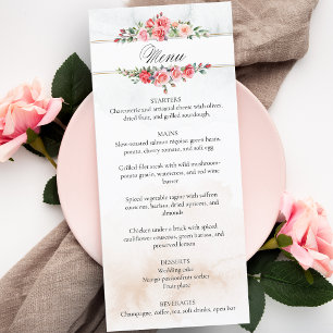 Romantic Pink Roses & Calligraphy Menu