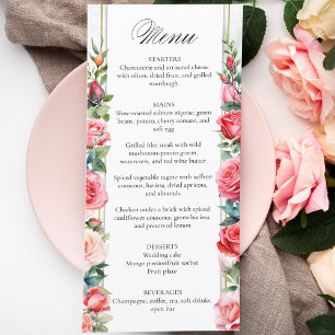 Romantic Pink Roses & Calligraphy Menu