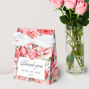 Romantic Pink Roses & Calligraphy Thank You Favour Box