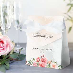 Romantic Pink Roses & Calligraphy Thank You Favour Box