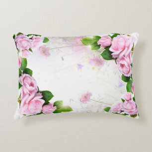 Romantic Pink Roses Decorative Cushion