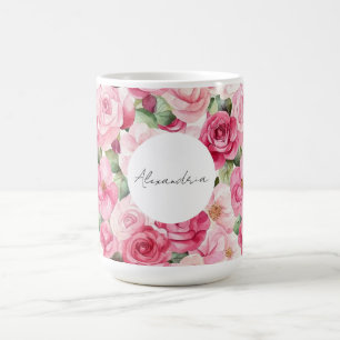 Romantic Pink Roses Floral Coffee Mug