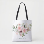 Romantic Pink Roses Floral Personalised Tote Bag<br><div class="desc">This cute tote bag with pink roses is perfect for anyone who loves flowers and gardens. It features beautiful romantic pink roses that will make you feel like you're in a beautiful rose garden. Personalise with a name or any text you like and check out the matching yoga mat, towel...</div>