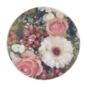 Romantic Pink Roses Flower Bouquet Cutting Board