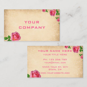 Romantic Pink Roses Garden Floral Professional Business Card