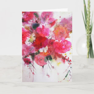 romantic pink roses happy birthday greeting card