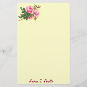 Romantic Pink Roses Personalised Stationery