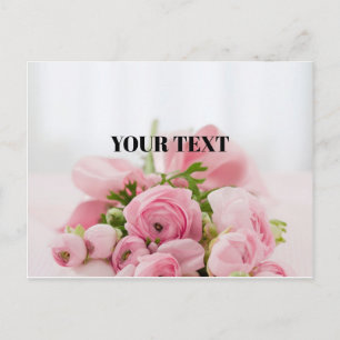 Romantic Pink Roses Postcard