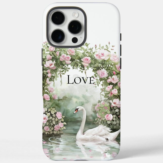 Romantic Pink Roses Swan Lake Floral   Case-Mate iPhone Case (Back)