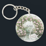 Romantic Pink Roses Swan Lake Floral   Key Ring<br><div class="desc">Romantic Pink Roses Swan Lake Floral</div>