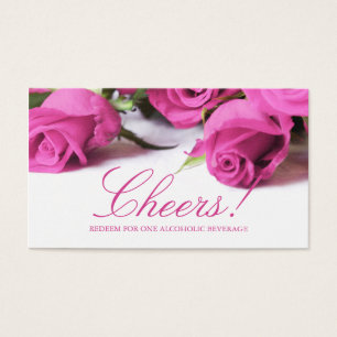 Romantic Pink Roses Wedding Drink Ticket
