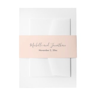 Romantic Pink Roses Wedding  Invitation Belly Band