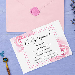 Romantic Pink Roses Wedding Response Card RSVP