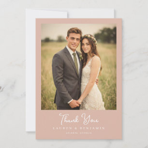 Romantic Pink Rustic Photo Thank You Card