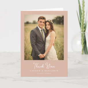 Romantic Pink Rustic Photo Thank You Card
