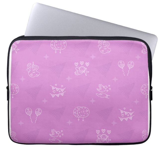 Romantic pink seamless pattern laptop sleeve (Front)