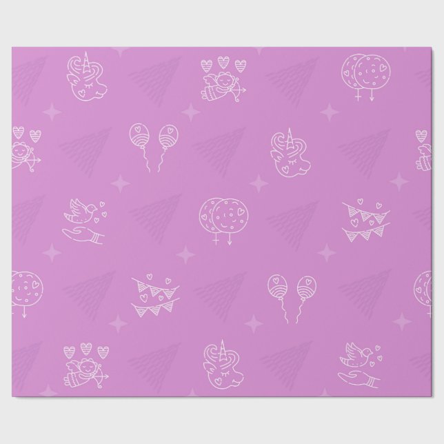Romantic pink seamless pattern wrapping paper (Seam)